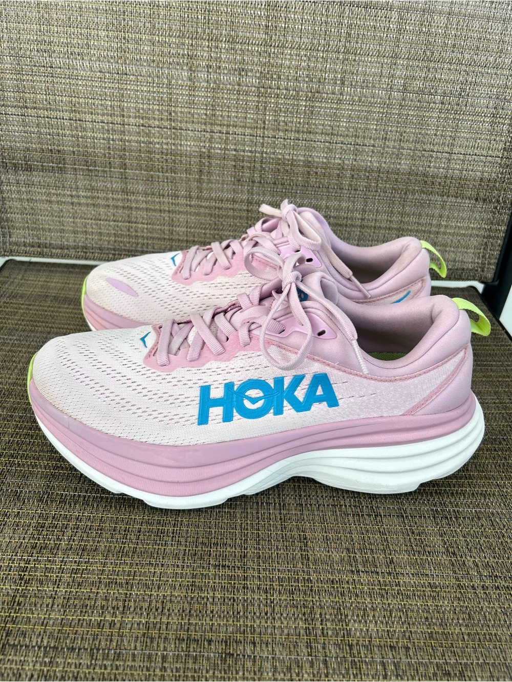 HOKA One size 8.5 B Bondi 8 Sneakers Running Light Pink White Twilight Waterpark